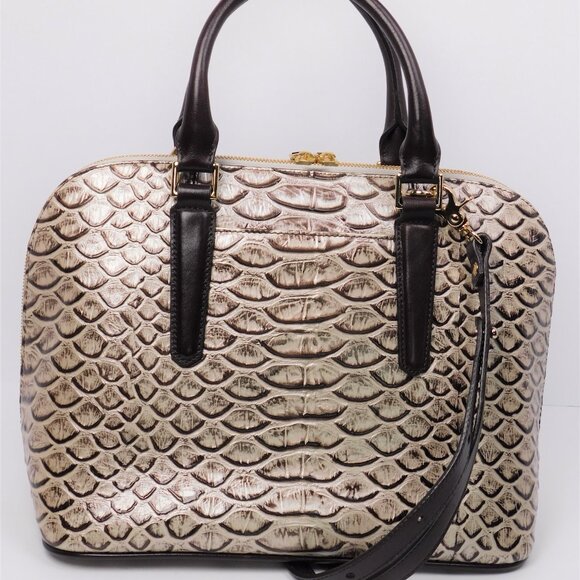 Brahmin Vivian Pearl Dogwood Genuine Leather Dome Handbag (9125) - Picture 4 of 6